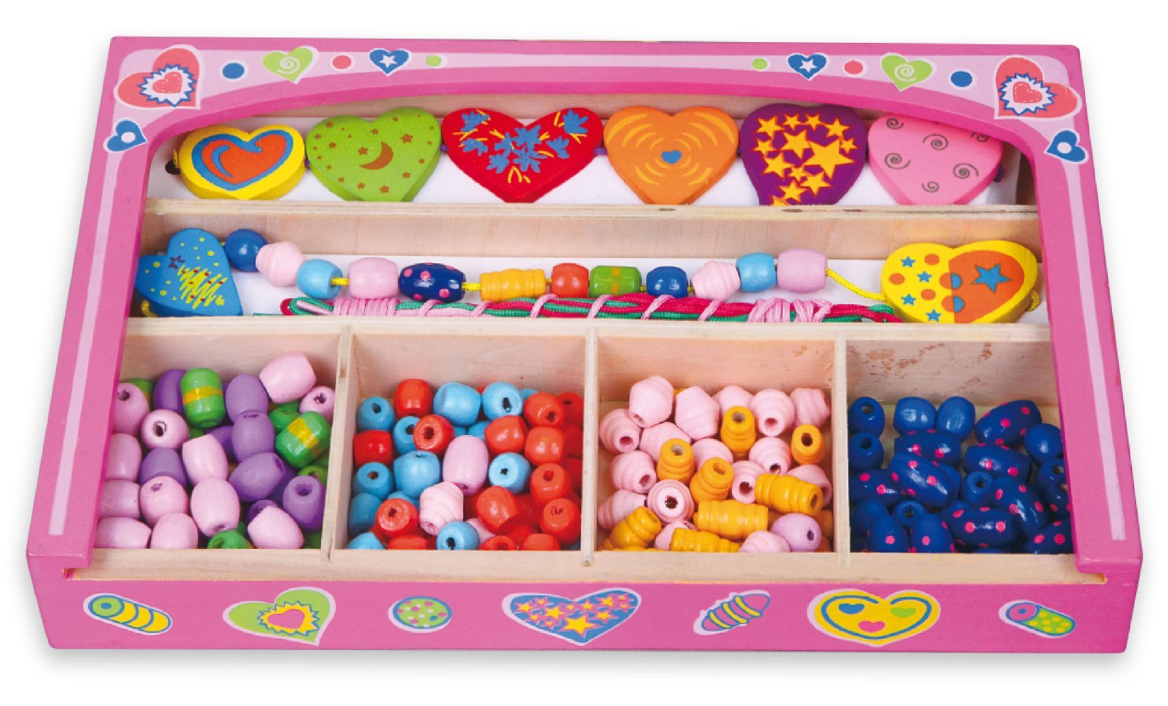 New Classic Toys - Wooden Beads - Hearts (N52729)