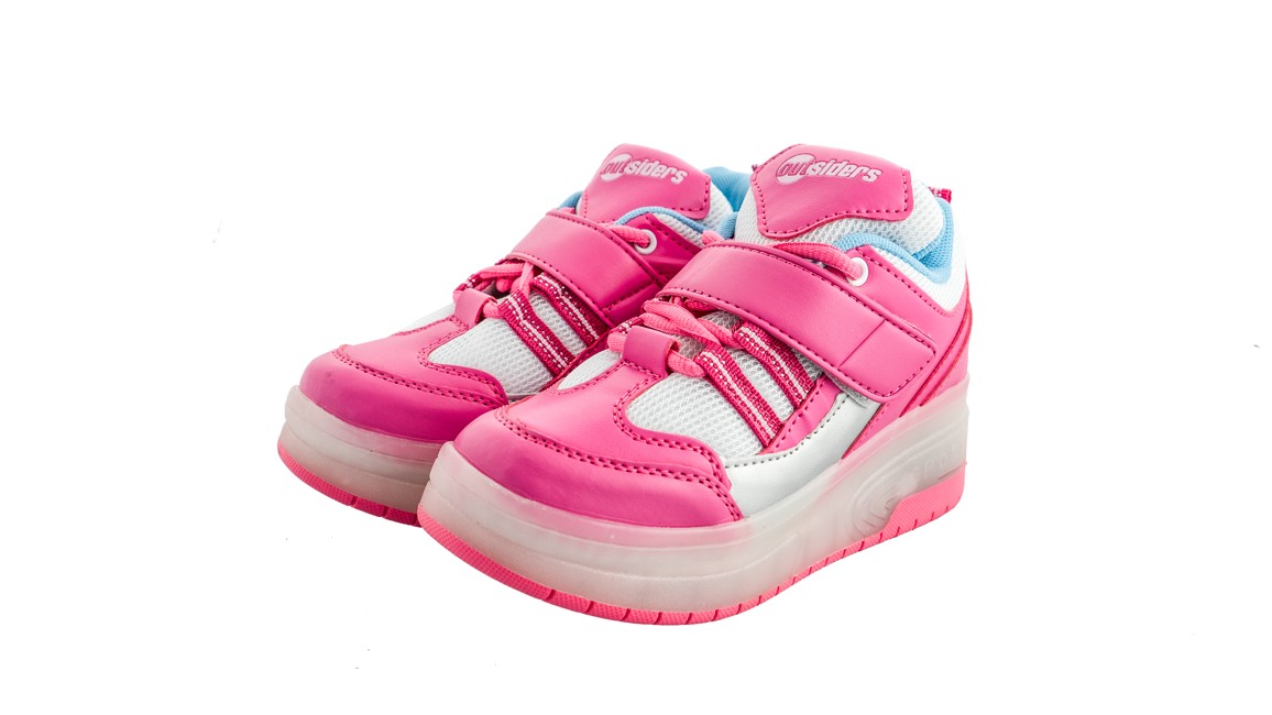 Outsiders - Roller Shoes with LED - Pink/Silver (size: 34)