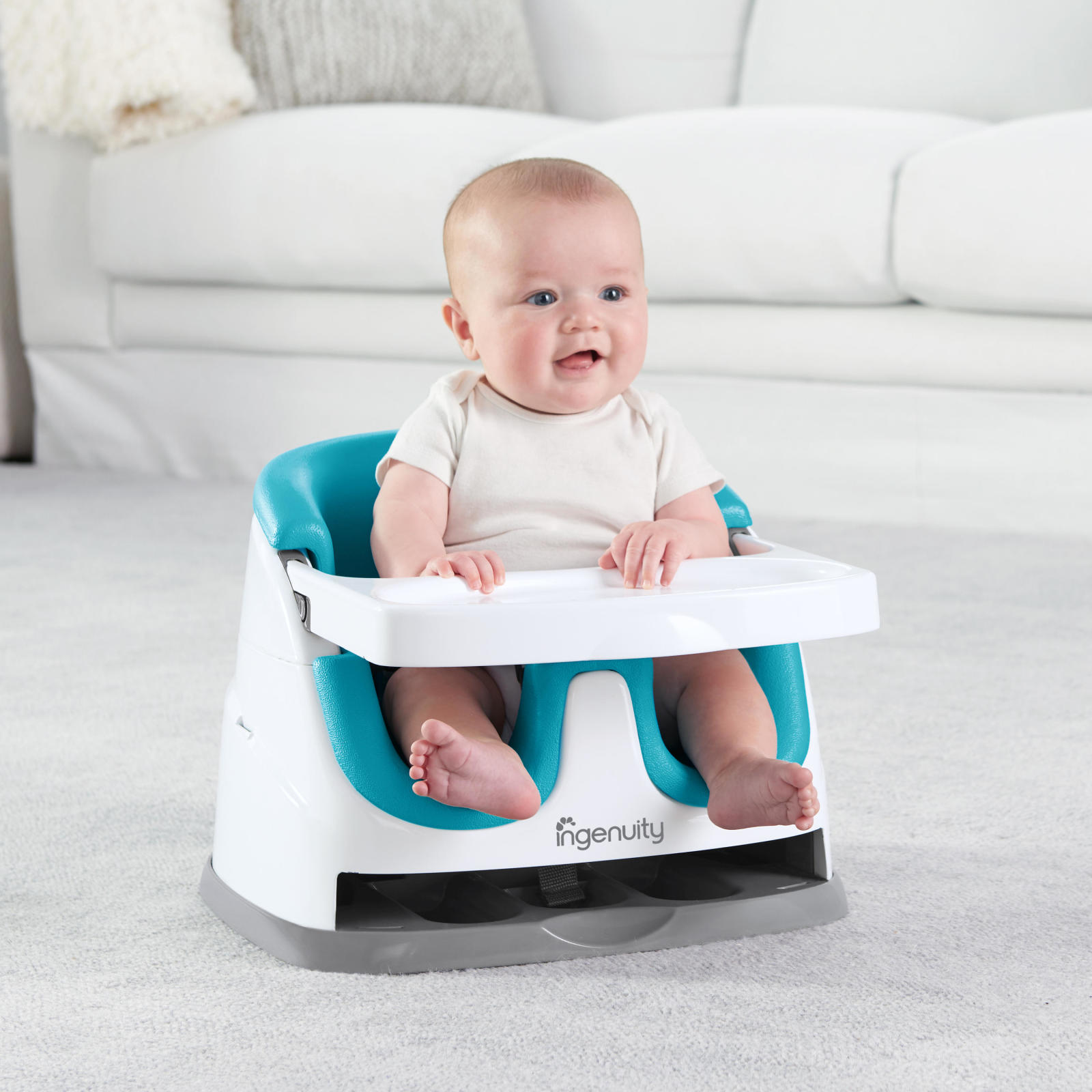 Ingenuity Baby Base 2 i 1 Booster Babystol Barnesæde, Blå Ingenuity Baby Base 2 i 1 Booster Babystol Barnesæde, Blå