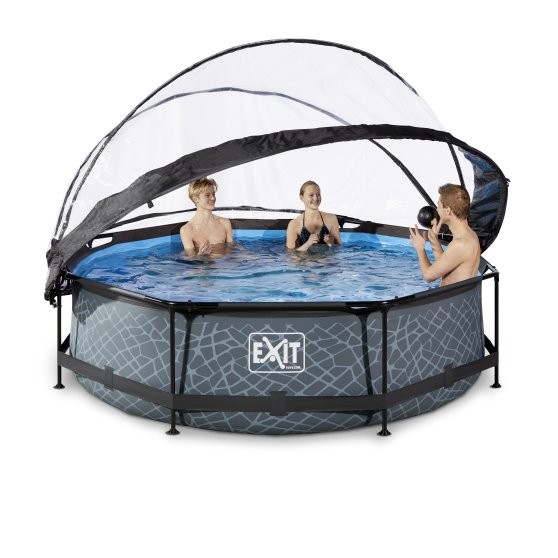 buy exit stone pool o 300 x 76 cm with dome and filter pump grey 30 32 10 00
