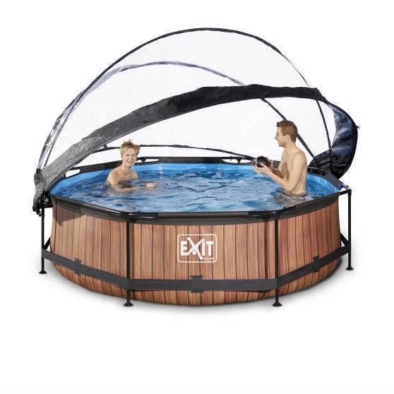 kaufe exit wood pool o 300 x 76 cm with dome and filter pump brown 30 32 10 10
