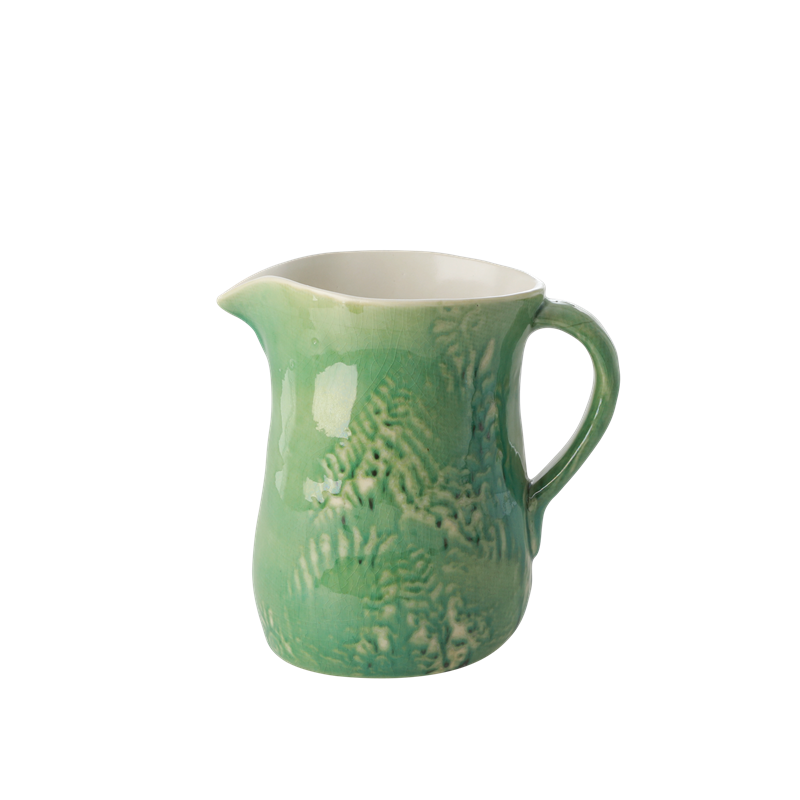 Rice - Ceramic Jug - Embrossed Green