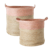 Rice - Set of Round Woven Storage Baskets - Soft Pink Edge thumbnail-1