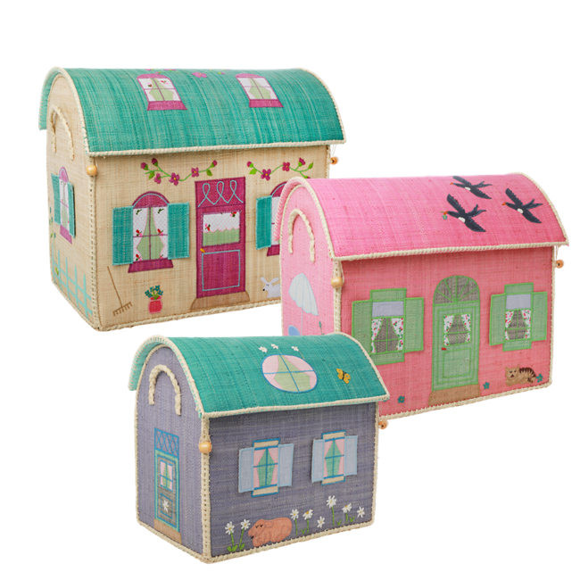 Rice - Large Set of 3 Toy Baskets - House Theme