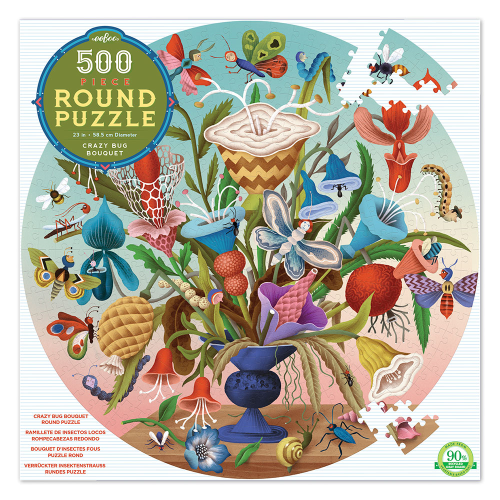 eeboo - Round Puzzle - Flower Bouqet, 500 pc (EPZFCZB)
