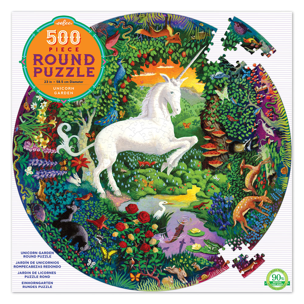 eeboo - Round Puzzle - Unicorn, 500 pc (EPZFUNG)