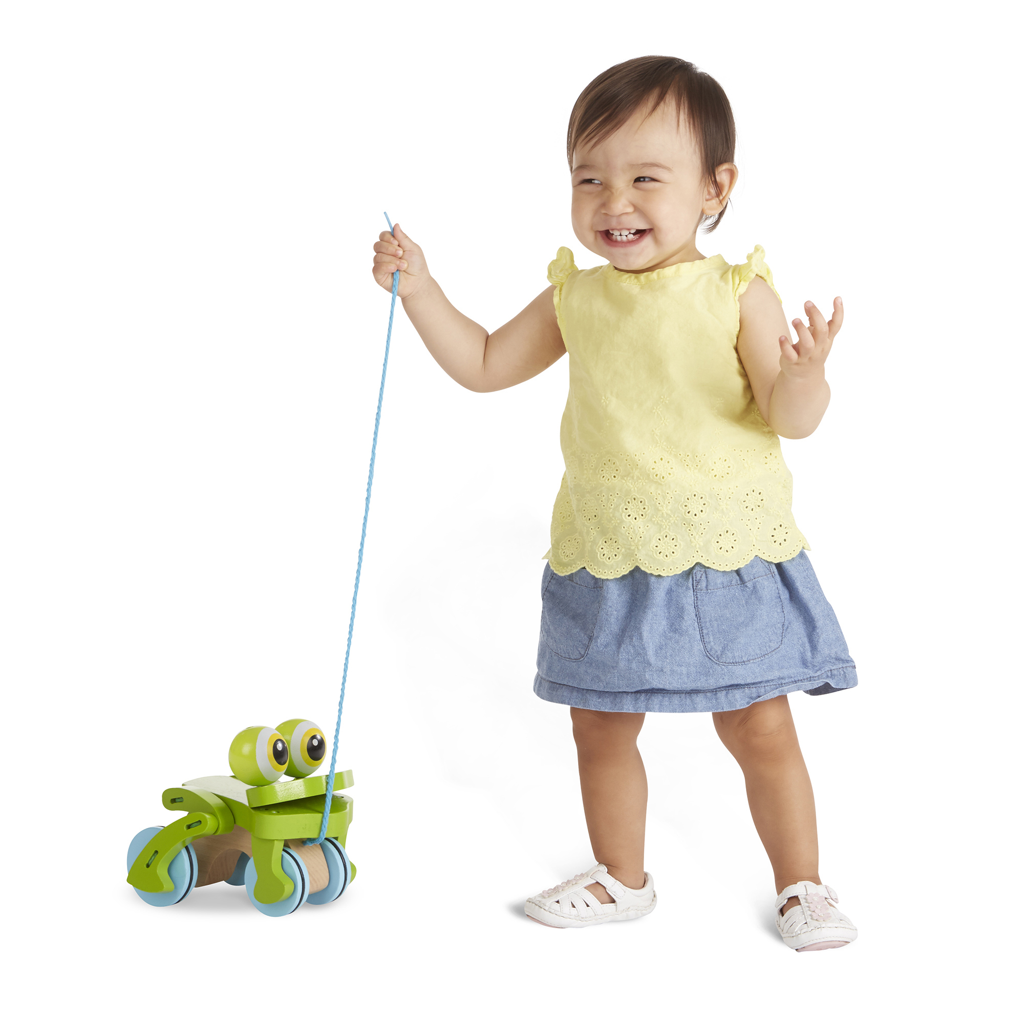 Melissa & Doug 3205 First Play Frolicking Frog Wooden Pull Toy Multicolor for sale online 