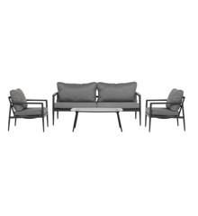 Living Outdoor - Fejoe Lounge Set - Aluminium/Polyester/Glas - Black/Grey (47094)