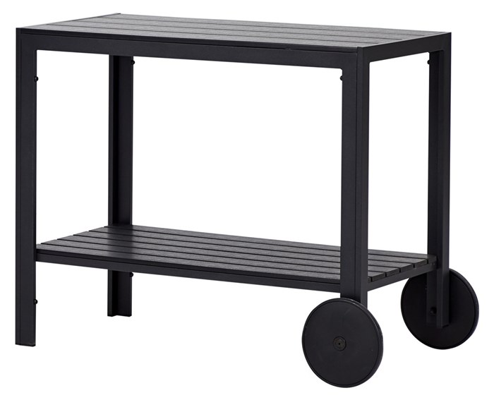 Living Outdoor - Hjortoe Serving Trolley - Aluminium/Polywood/Plastic - Black/Black Pine (47991)