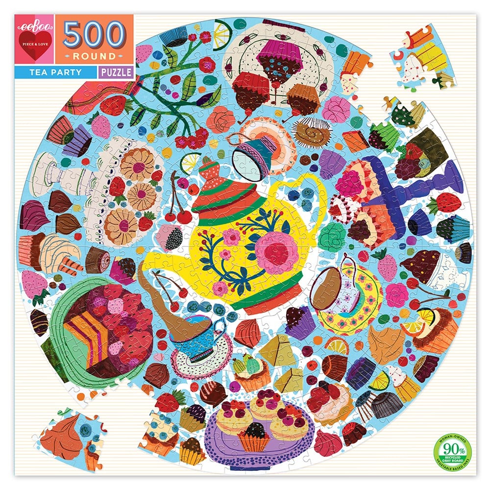 eeboo - Round Puzzle - Tea Party, 500 pc (EPZFTEA)