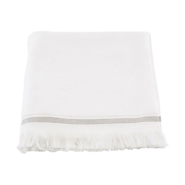 Meraki - Håndklæde 70 x 140 cm - Hvid/Grå Striber