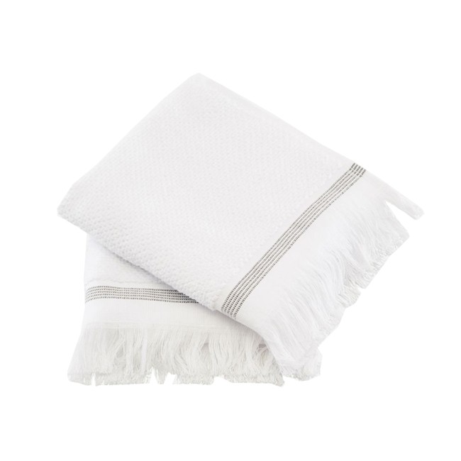 Meraki - Håndklæde 50 x 100 cm 2 pack - Hvid/Grå Striber