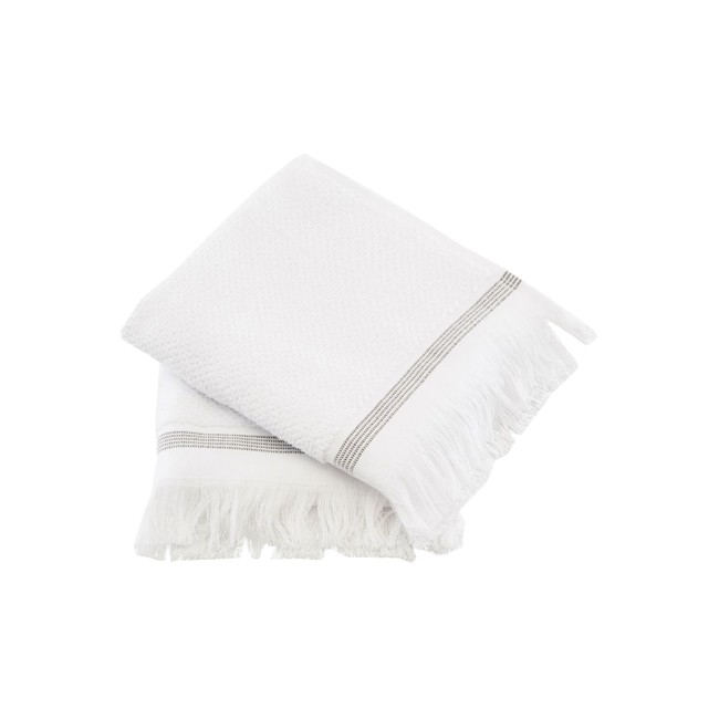 Meraki - Håndklæde 40 x 60 cm 2 pack - Hvid/Grå Striber