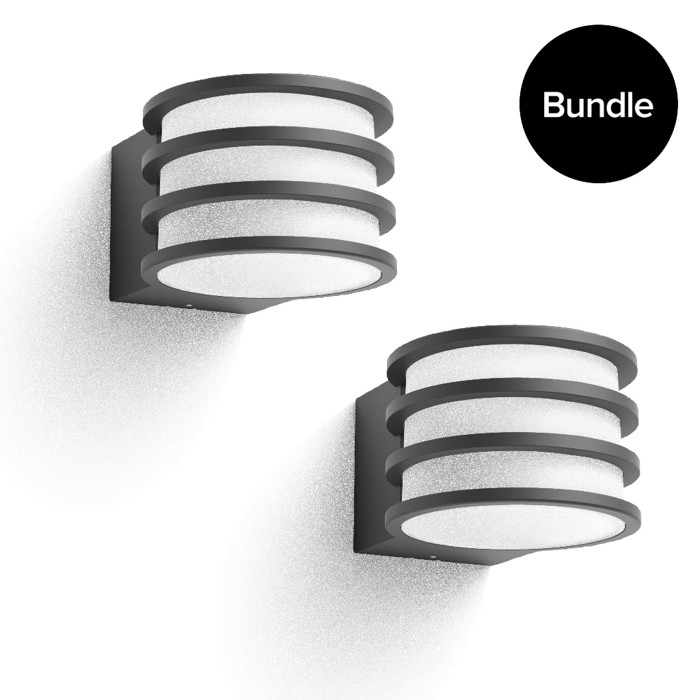 Philips Hue - 2x Lucca Outdoor Wall Light - Warm White - Bundle