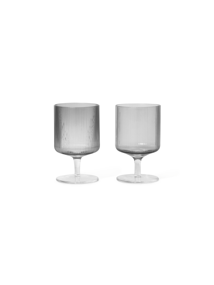 Ferm Living - Ripple Wine Glasses Set Of 2 - Smoked Grey (100489112)