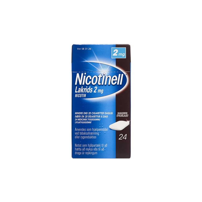 Nicotinell - Lakrids medicinsk tyggegummi, 2 mg - 24 stk. (583126)