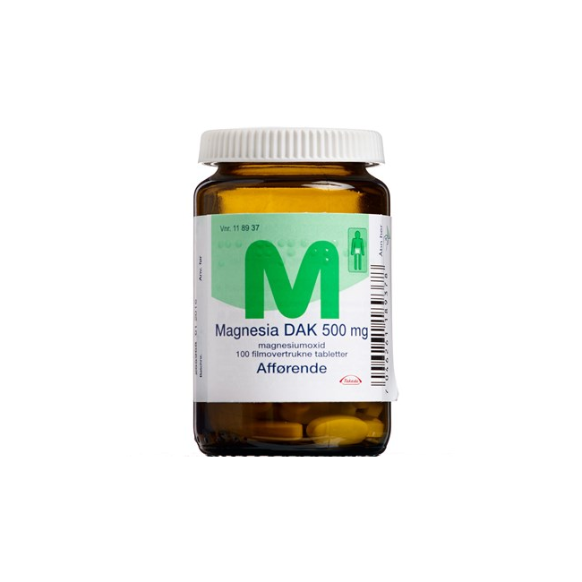 Magnesia "DAK" filmovertrukne tabletter, 500 mg -  100 stk (118937)