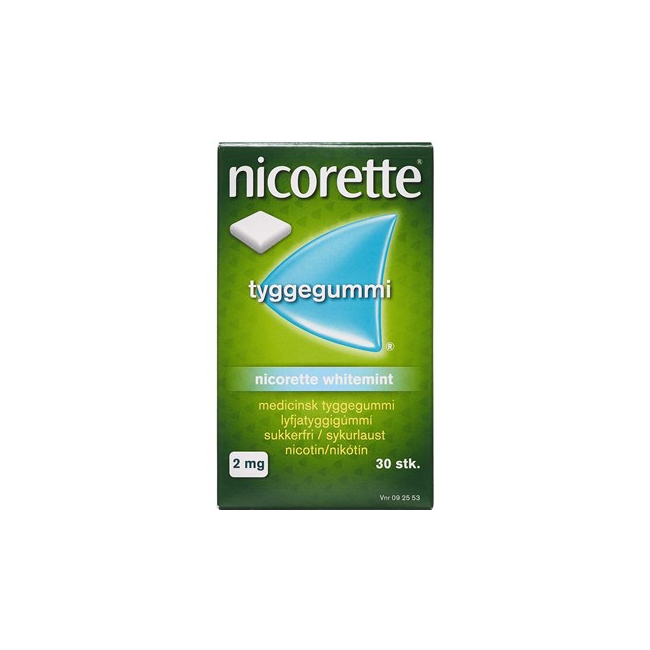 Nicorette - Whitemint medicinsk tyggegummi, 2 mg - 30 stk. (092553)