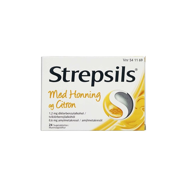 Strepsils - Honning & Citron sugetabletter, 0,6+1,2 mg - 24 stk (541169)
