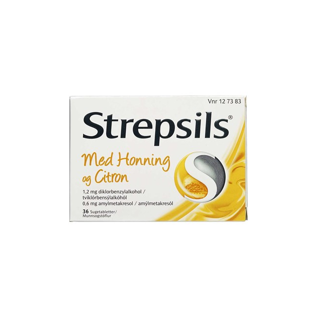 Strepsils - Honning & Citron sugetabletter, 0,6+1,2 mg - 36 stk. (127383)