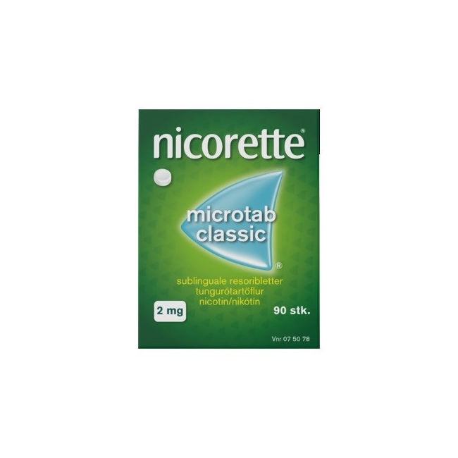 Nicorette - Microtab Classic resoribletter, sublinguale, 2 mg - 90 st (075078)