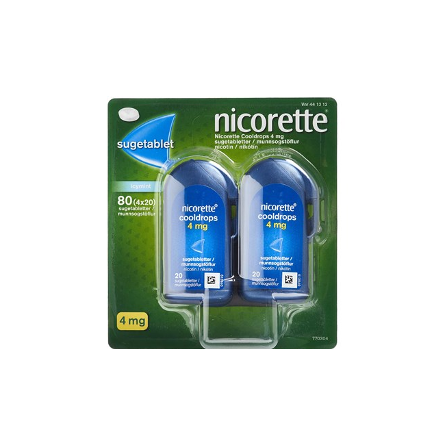 Nicorette - Cooldrops sugetabletter, 4 mg - 80 stk (441312)