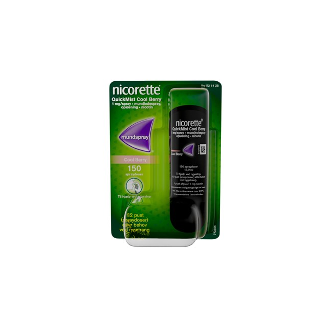 Nicorette - Quickmist Cool Berry mundhulespray, 1 mg/dosis opløsning - 150 doser (521428)