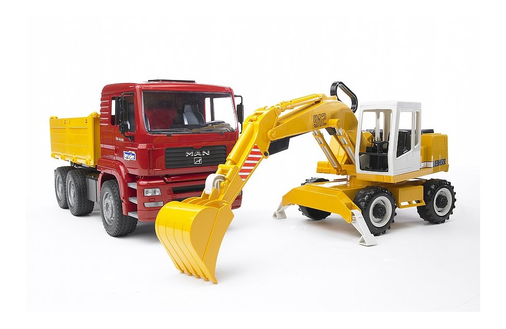Bruder - MAN TGA construction truck and Liebherr Excavator (02751)