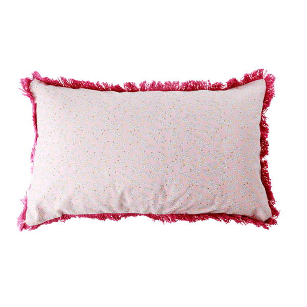 Rice - Cotton Cushion Rectangular 50 x 30 cm -  Pink Small Flower Print