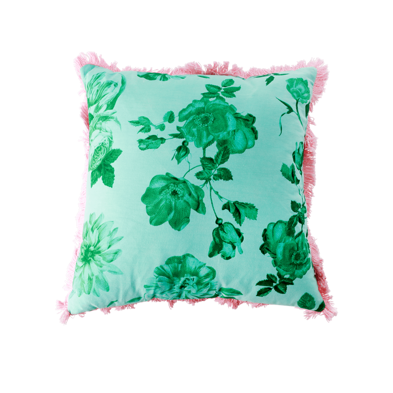 Rice - Cushion 40 x 40 cm -  Pink Green Rose Print