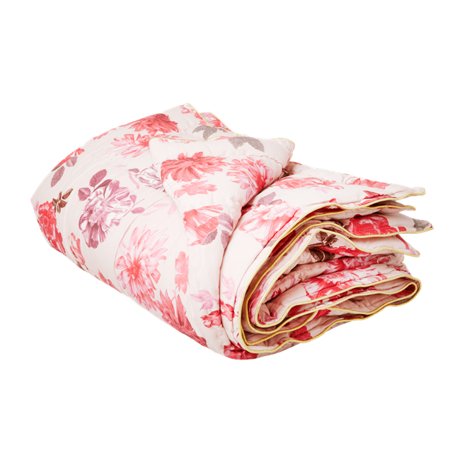 Rice - Bomulds Tæppe - Pink Rose Print