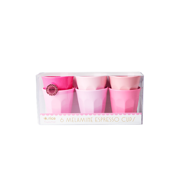 Rice - 6 Melamine Espresso Cups - 50 Shades of Pink
