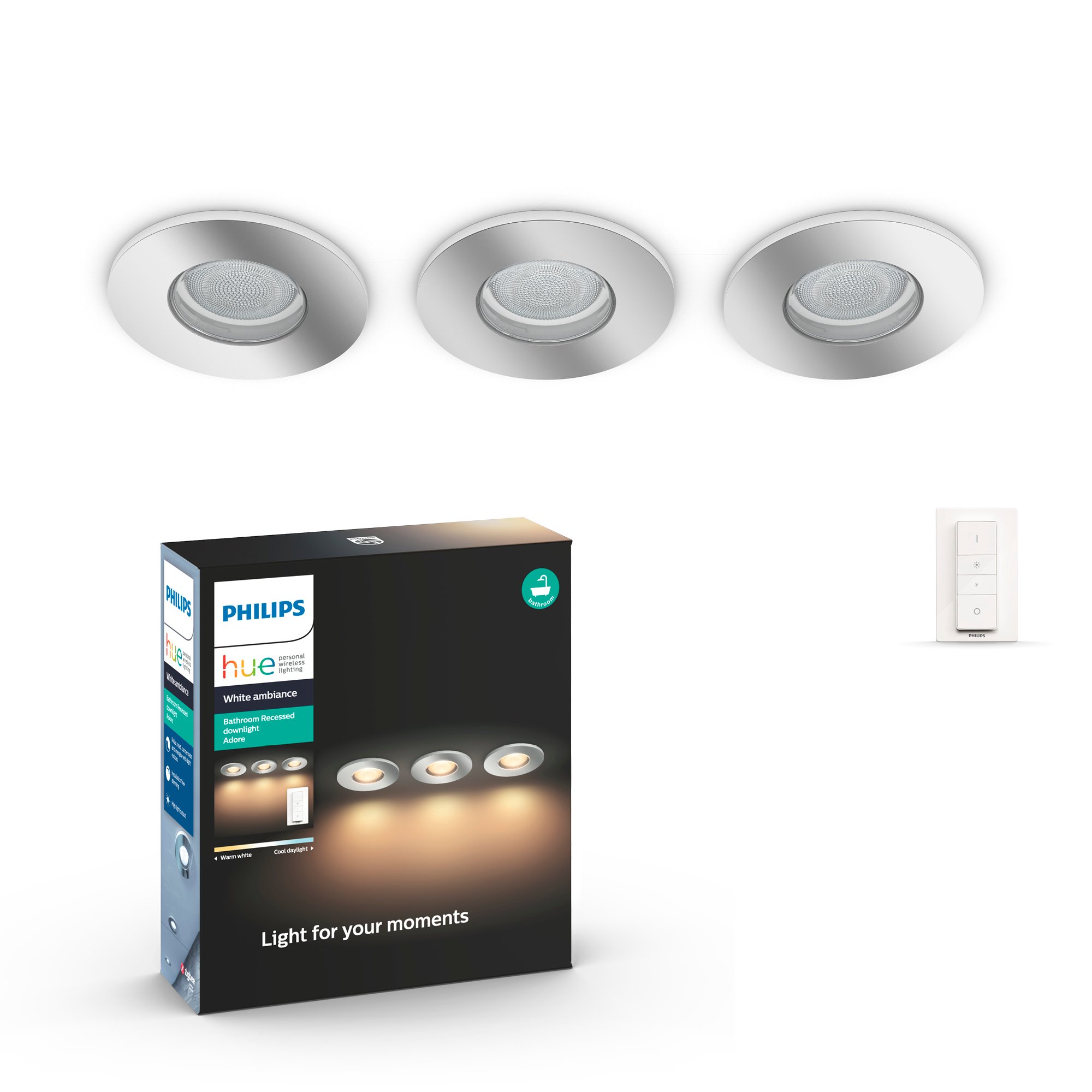 Philips Hue - Adore HUE recessed chrome 3x5W - White Ambiance Bluetooth