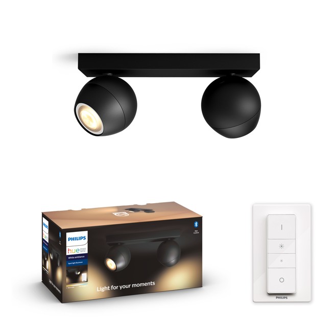 zz Philips Hue - BUCKRAM - Black 2x5.5W  - White Ambiance - Bluetooth Included Dimmer - E
