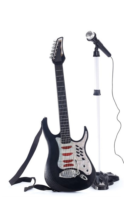 Elektrisk Guitar med Mikrofon og Mikrofonholder