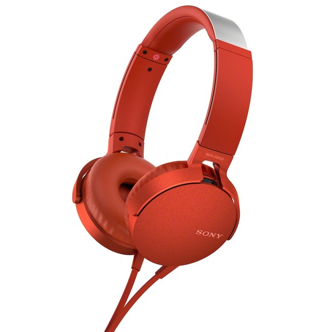Sony - XB550AP Extra Bass - On-Ear Headphones - Red
