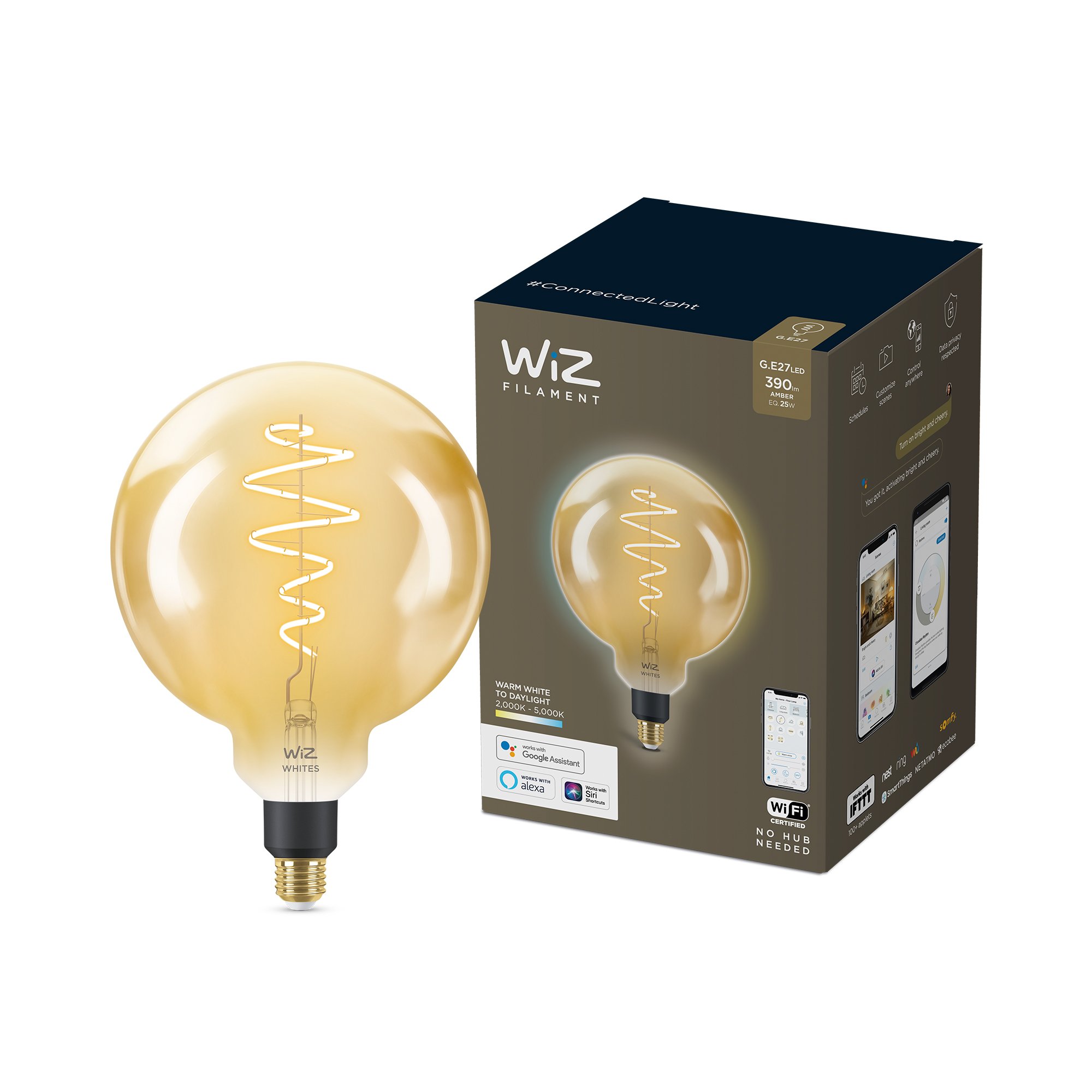 WiZ - G200 Amber Globe E27 Justerbar hvit - Smart Hjem - Elektronikk
