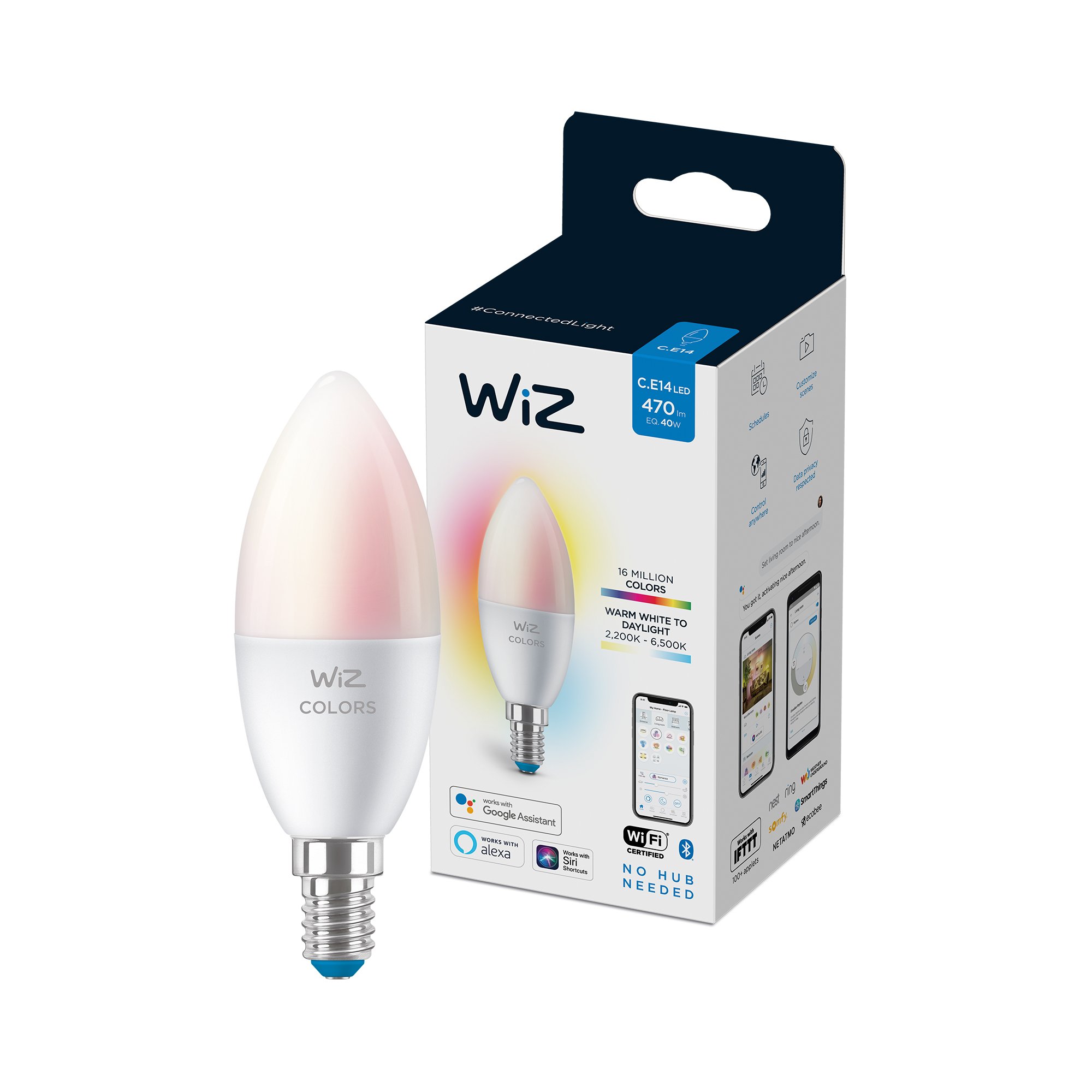 WiZ - C37 Lyspære E14 Farve og Justerbar Hvid - Smart Hjem