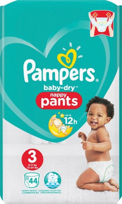 Pampers - 44 Stk Baby Dry Nappy Pants Bleer Størrelse 3