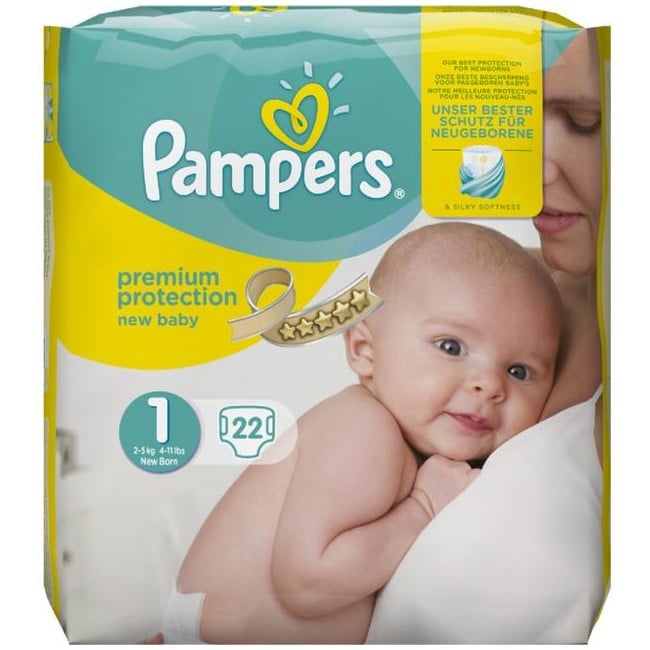 Pampers - 22 Stk Premium Baby Bleer Størrelse 1