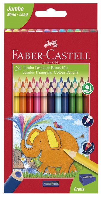 Faber-Castell - Jumbo trekantiga färgpennor, 24 st (116524)