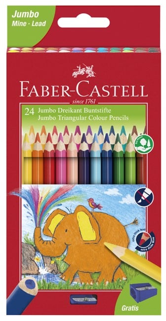Faber-Castell - Jumbo Triangular colour pencils, wallet of 24 (116524)