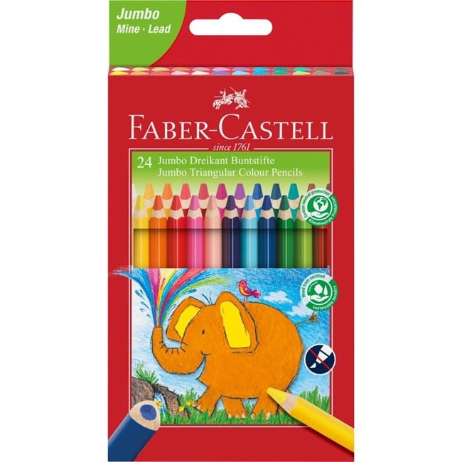 Faber-Castell - Jumbo driehoekige kleurpotloden, 24 stuks (116524)