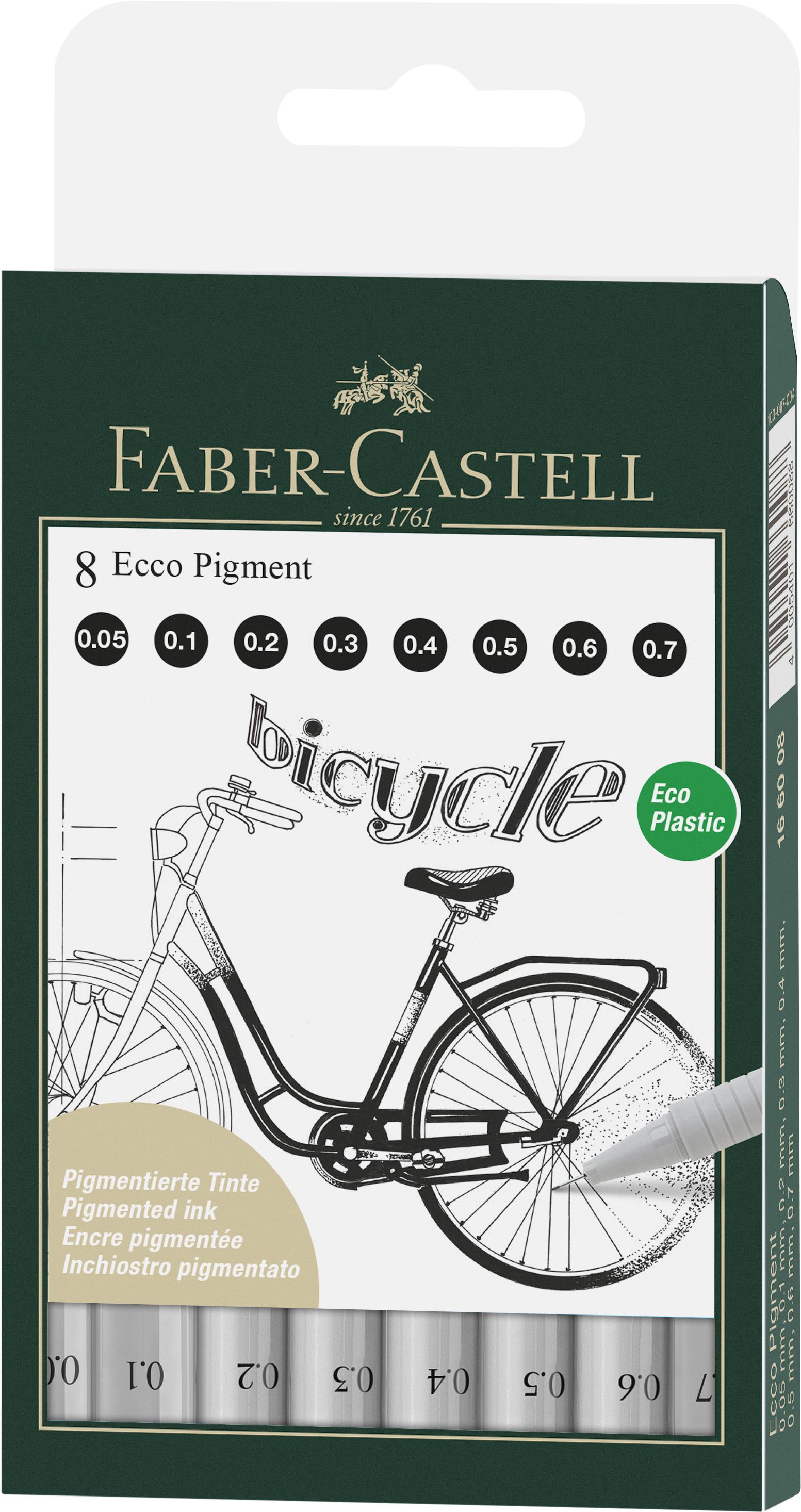 Faber-castell - Ecco Pigment Fineliner, 8 stk, Sort (166008)