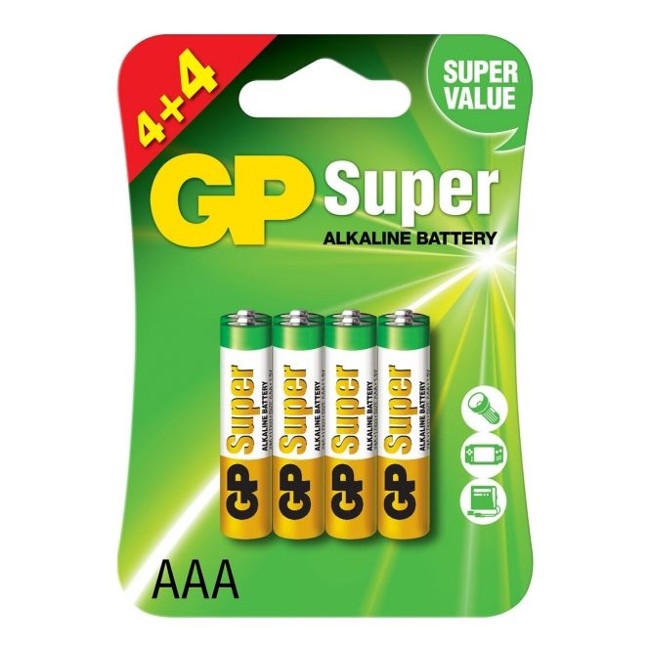 GP - Super Alkaline Batterier - 8 x AAA