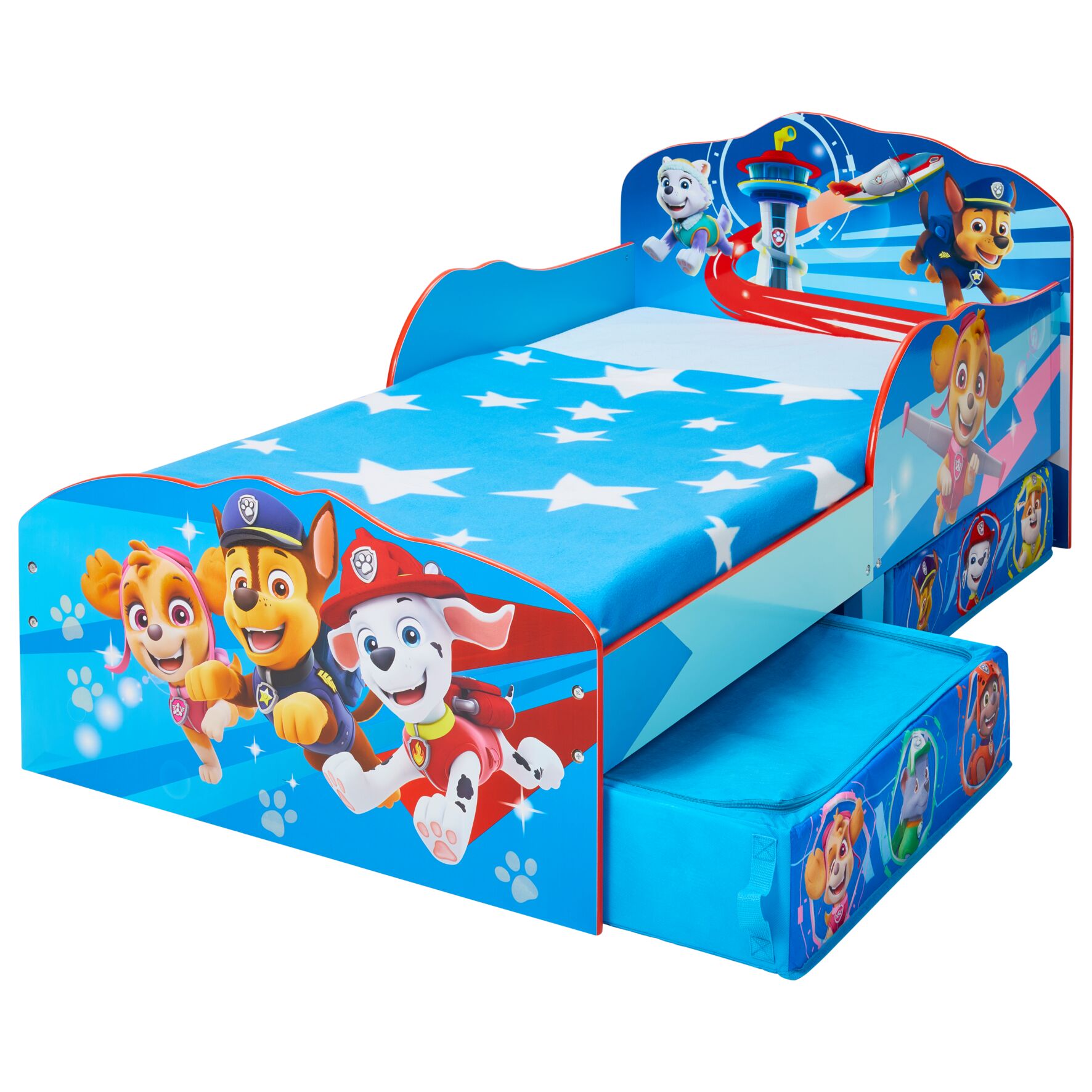 Paw Patrol Kids Character Bed Toddler Child Red Blue Chase Super Hero Fun 