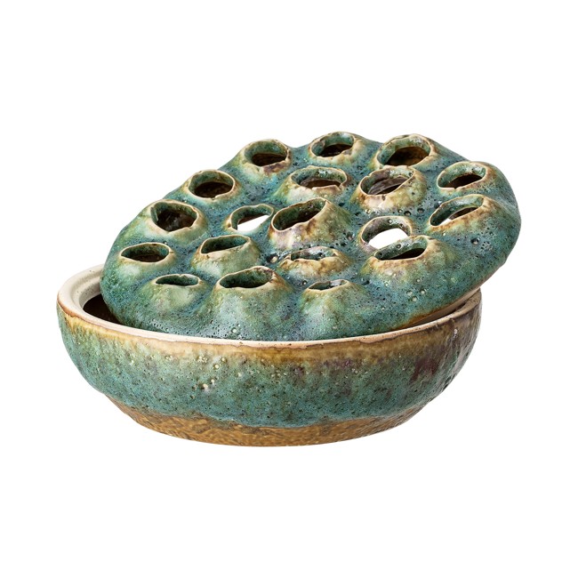 Bloomingville - Stonewear Vase/skål Ø 18 cm - Grøn