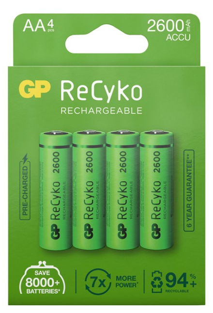 GP - ReCyko Rechargeable Battries 4-pack - AA (201210) - Elektronikk