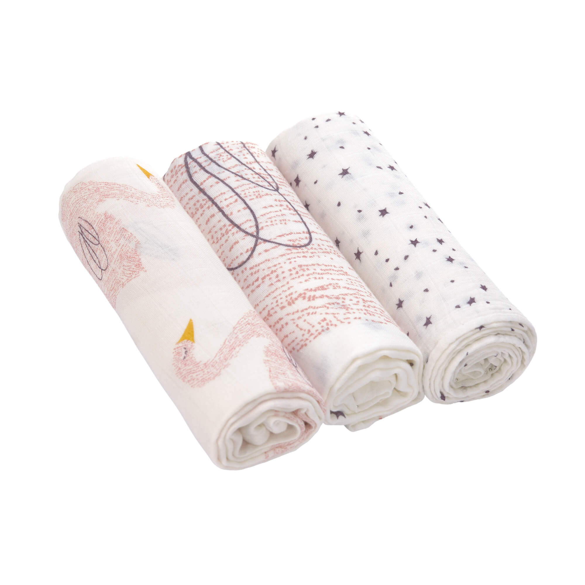Lässig - Large Bamboo Swaddle Cloths, 3 pc - Little Water Swan (291312001741)