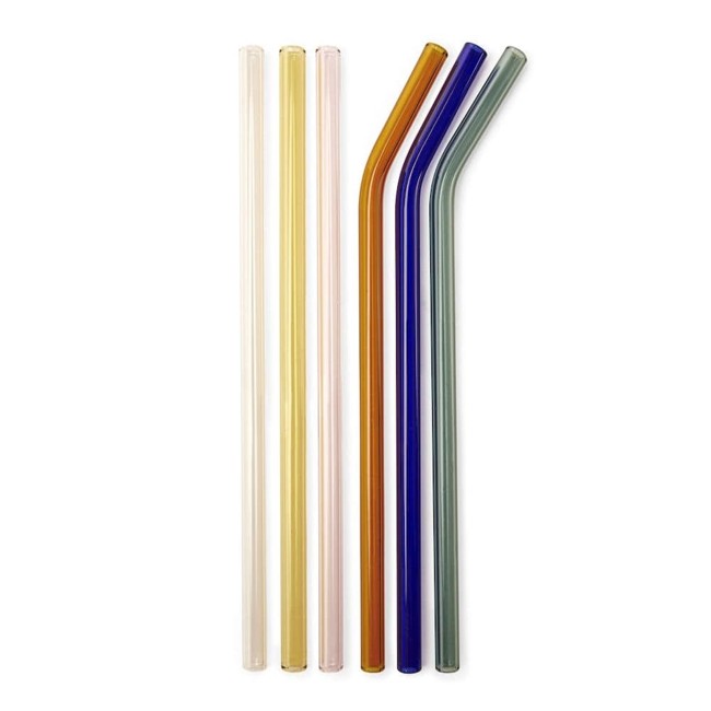 Kikkerland - Straw Colorful Reusable Glass 6 pcs (cu279)